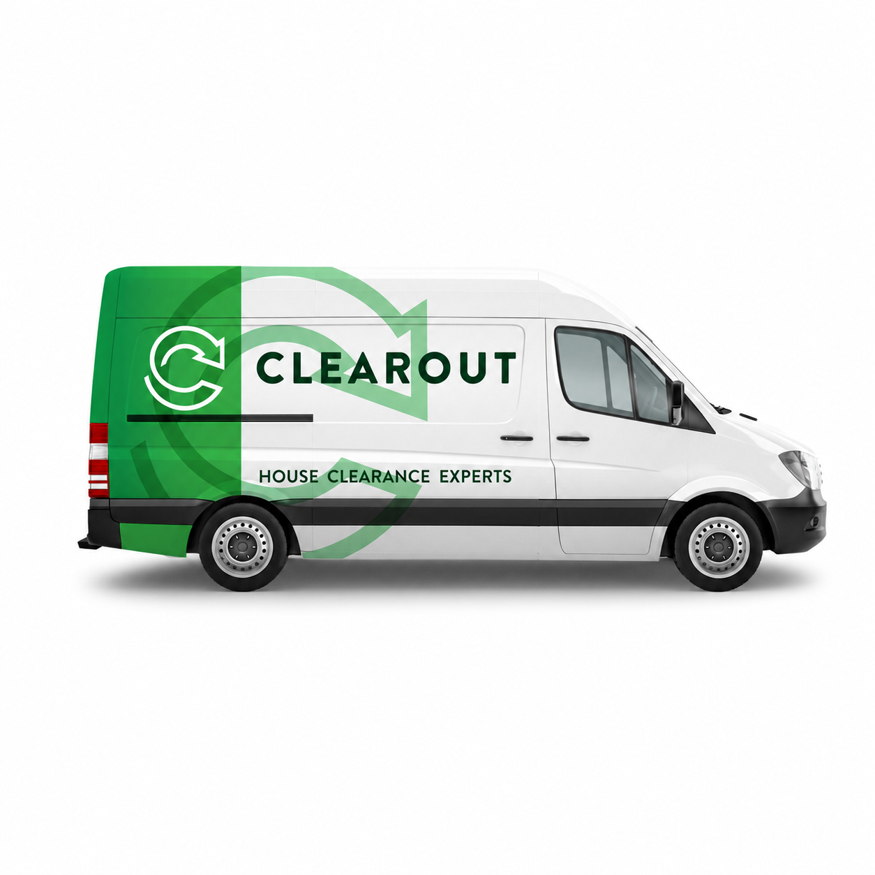 ClearOut Solutions branded house-clearance van shown in full against a white background