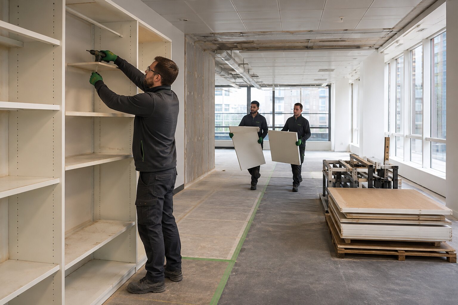 Team completing a planned non-structural office strip-out.
